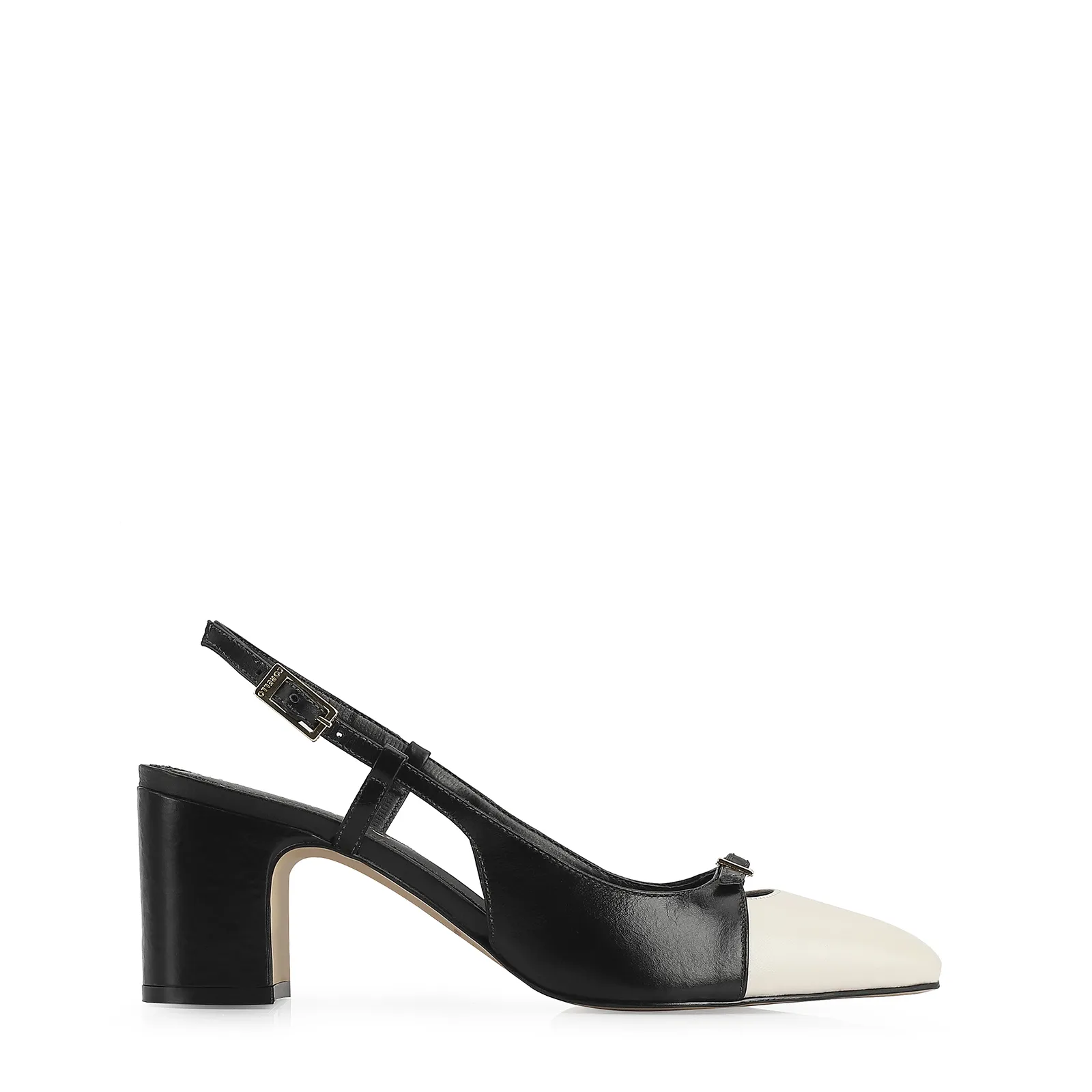 Scarpin Couro Preto/Off White