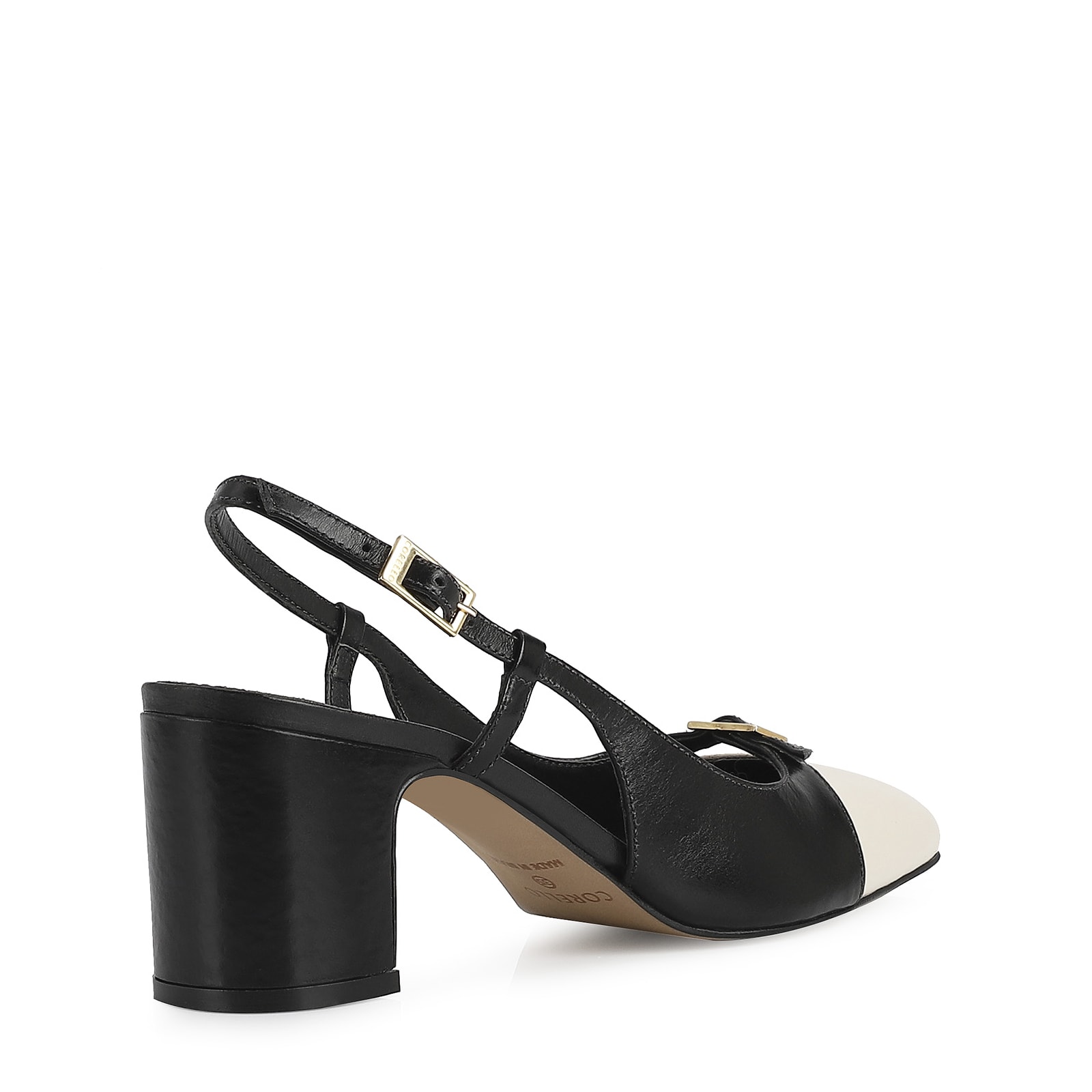 Scarpin Couro Preto/Off White