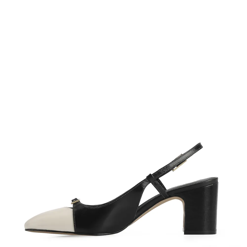 Scarpin Couro Preto/Off White - imagem 5