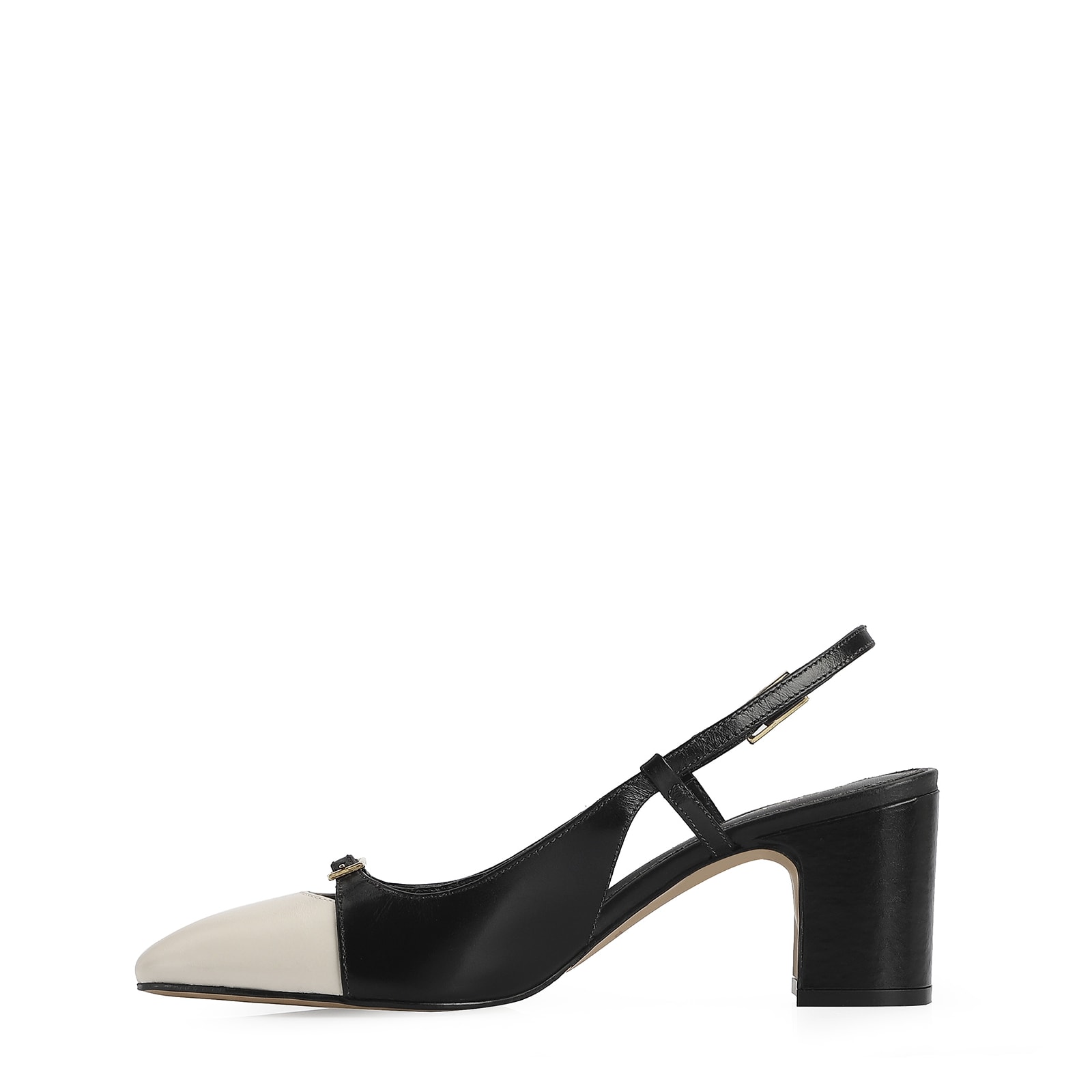 Scarpin Couro Preto/Off White