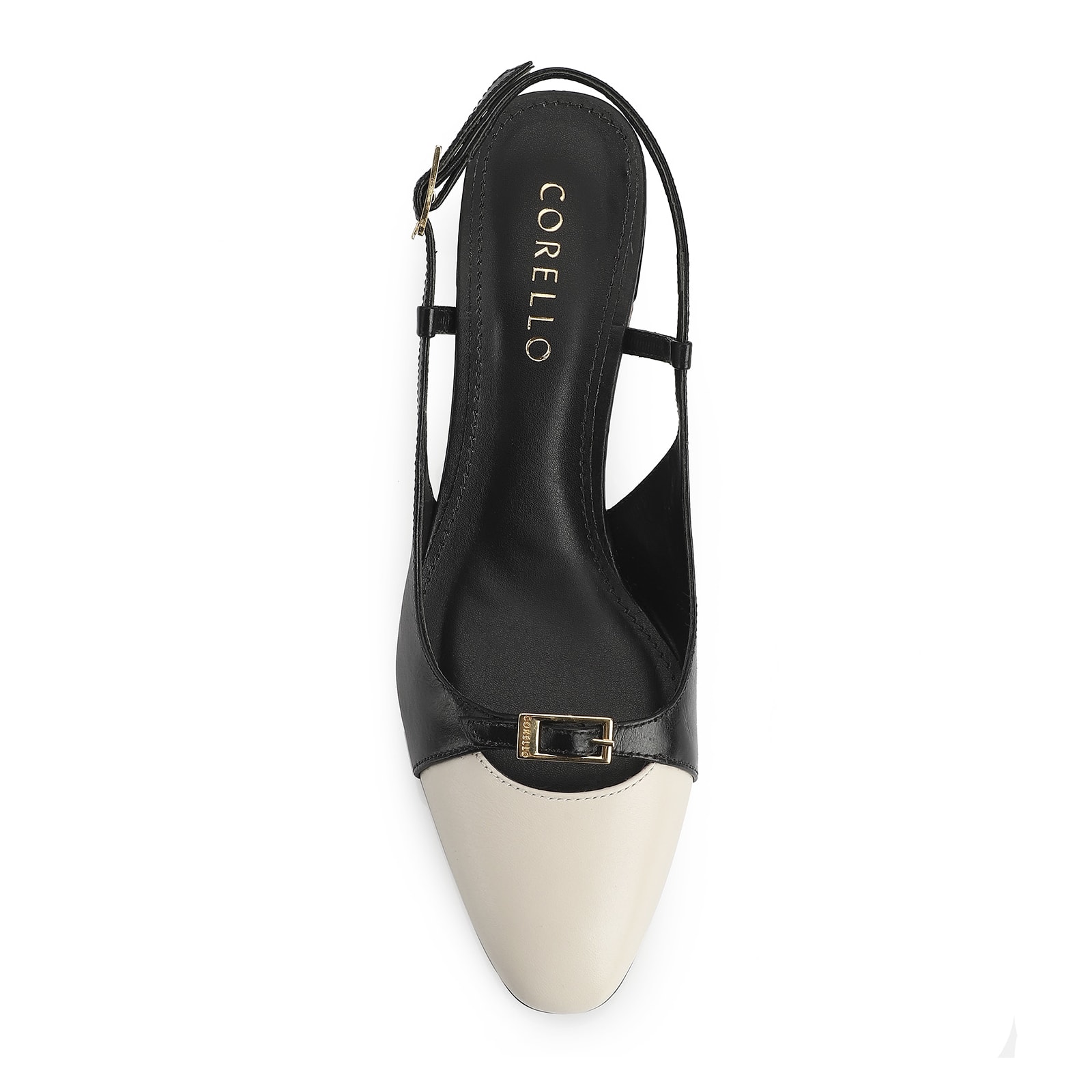 Scarpin Couro Preto/Off White