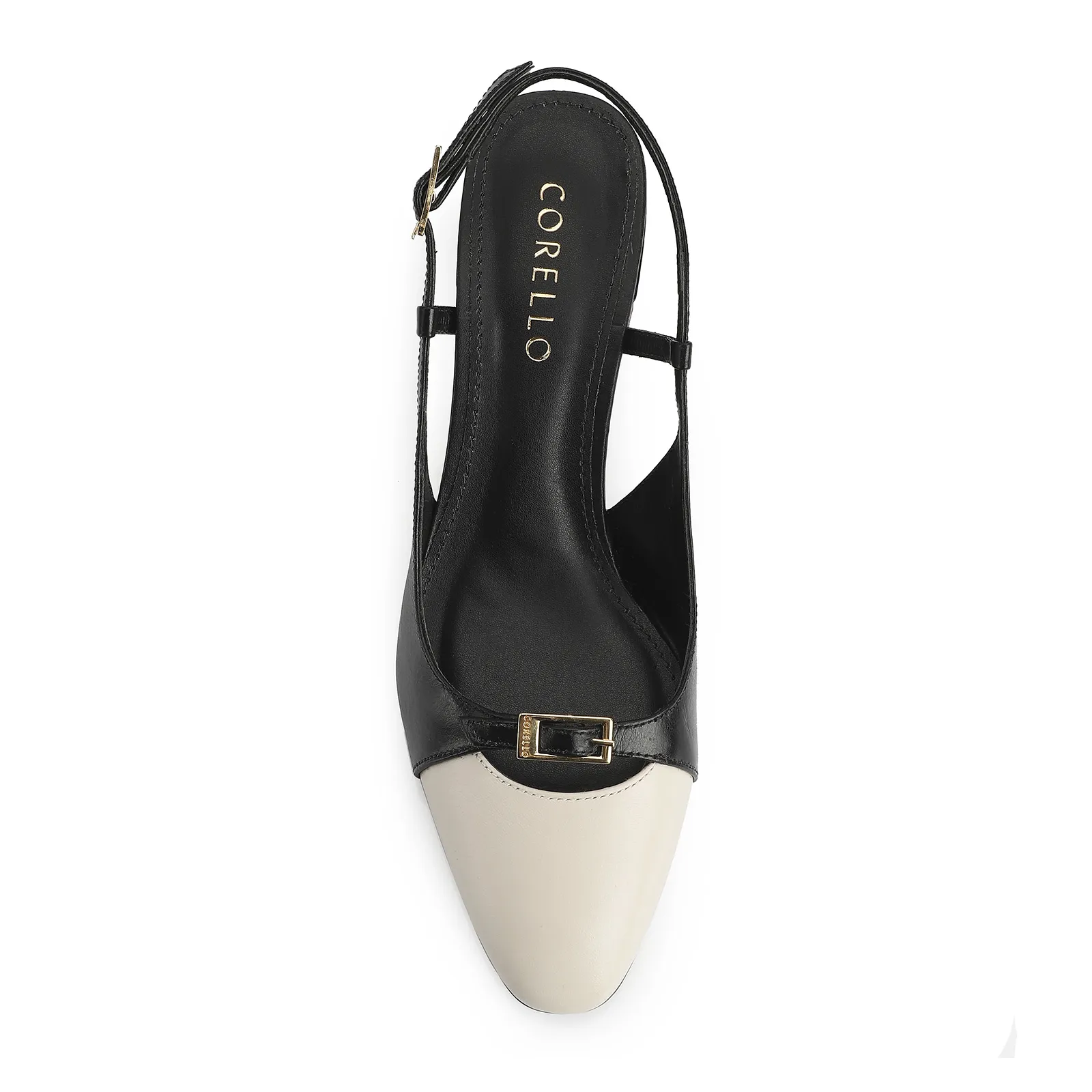 Scarpin Couro Preto/Off White