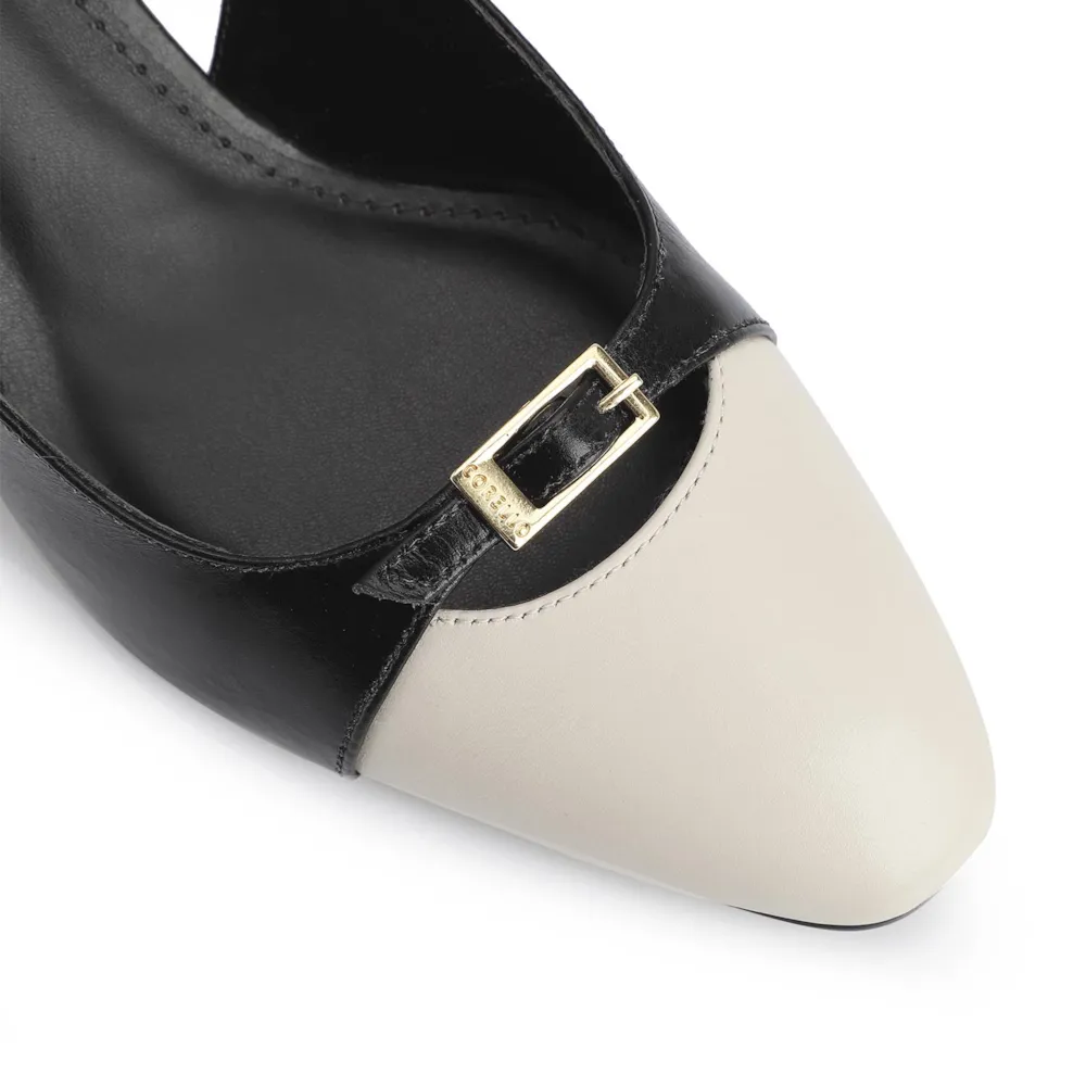 Scarpin Couro Preto/Off White - imagem 7