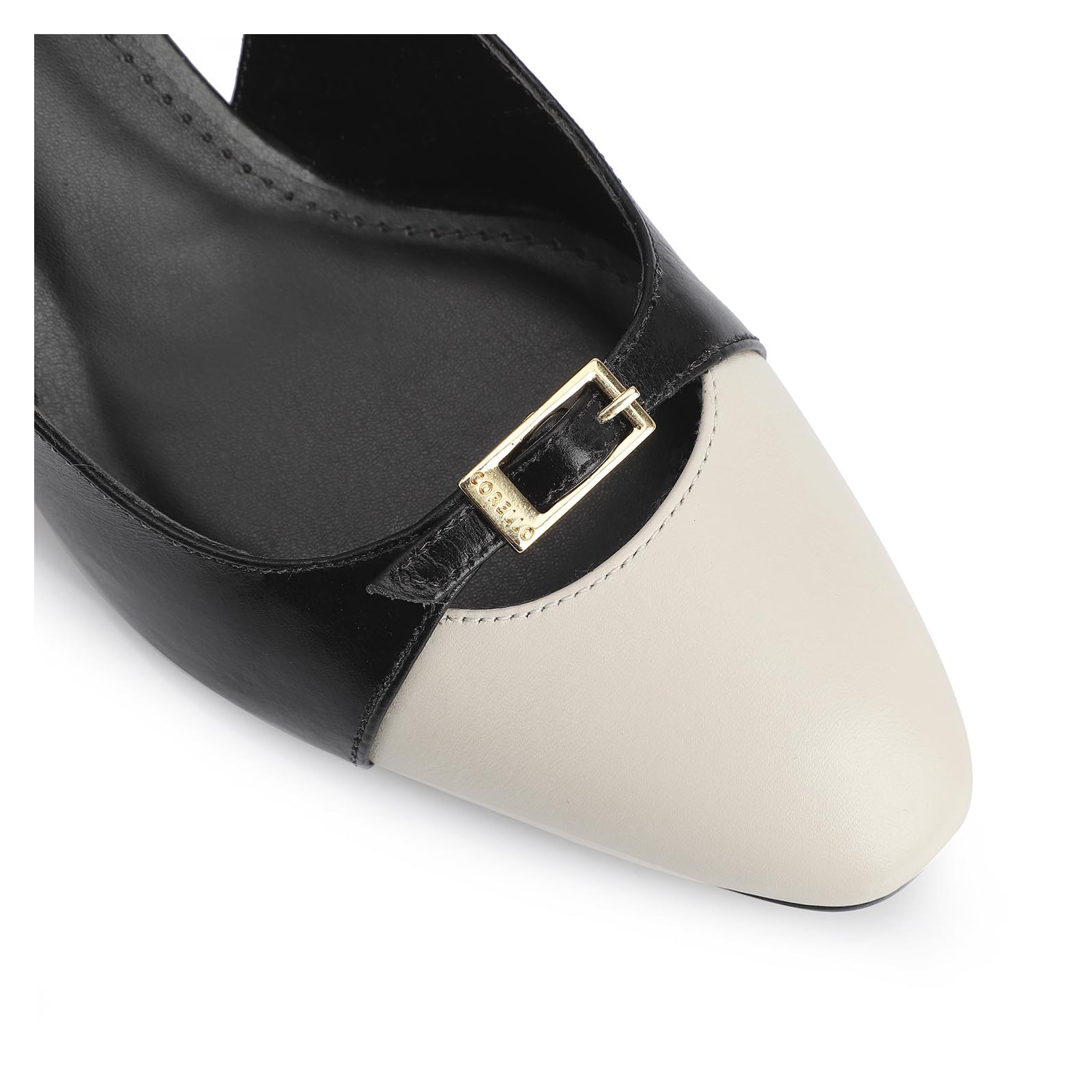 Scarpin Couro Preto/Off White