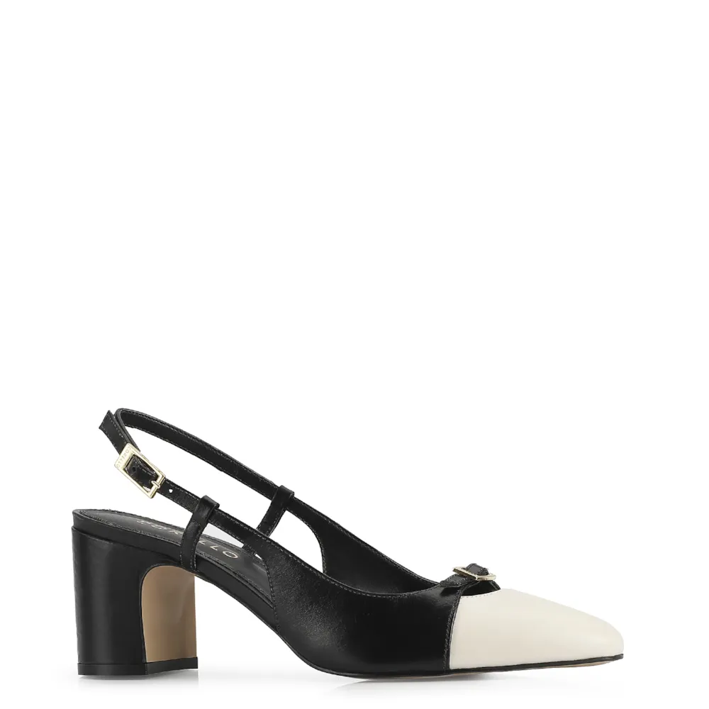Scarpin Couro Preto/Off White