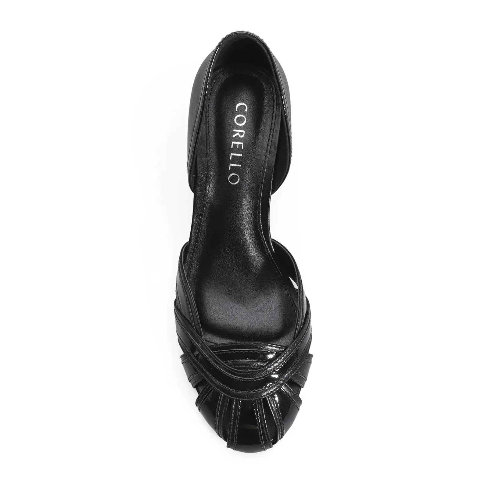 Scarpin Couro Preto/Verniz Preto