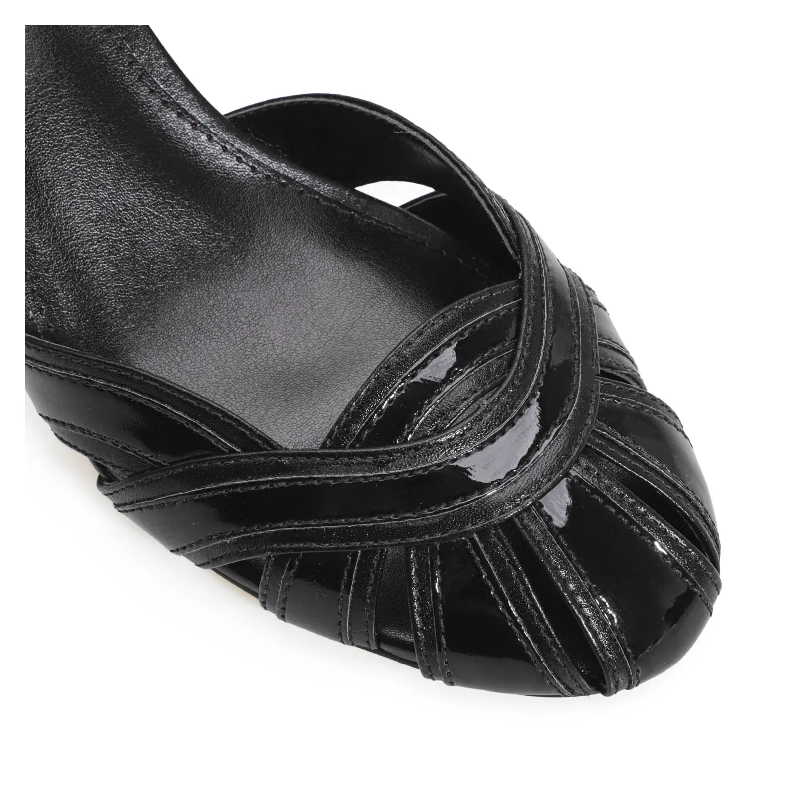 Scarpin Couro Preto/Verniz Preto