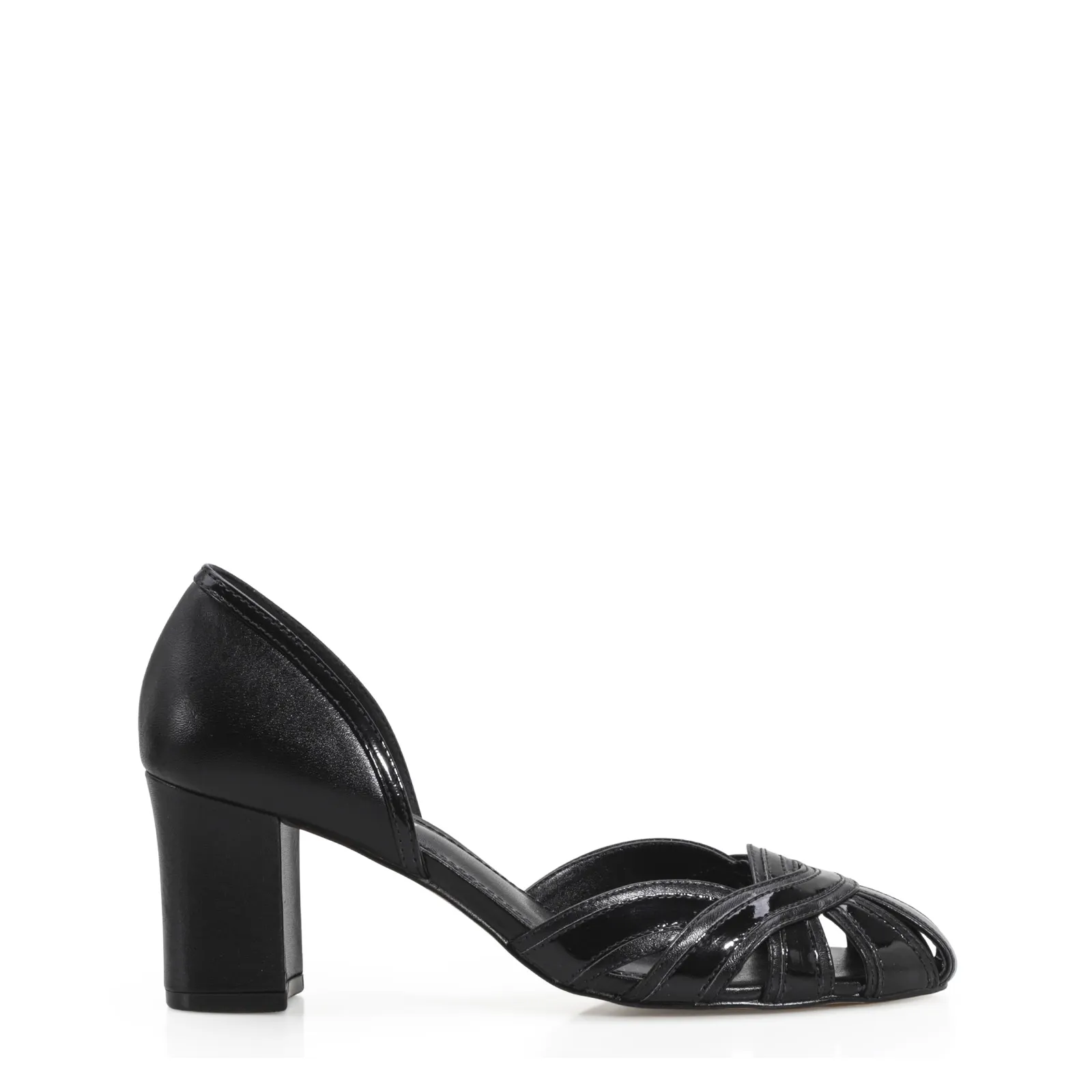 Scarpin Couro Preto/Verniz Preto