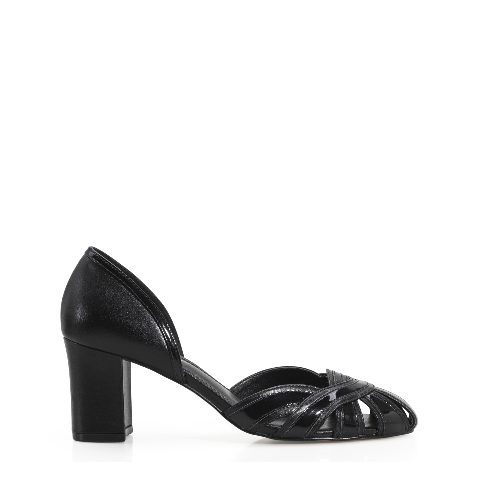Scarpin Couro Preto/Verniz Preto