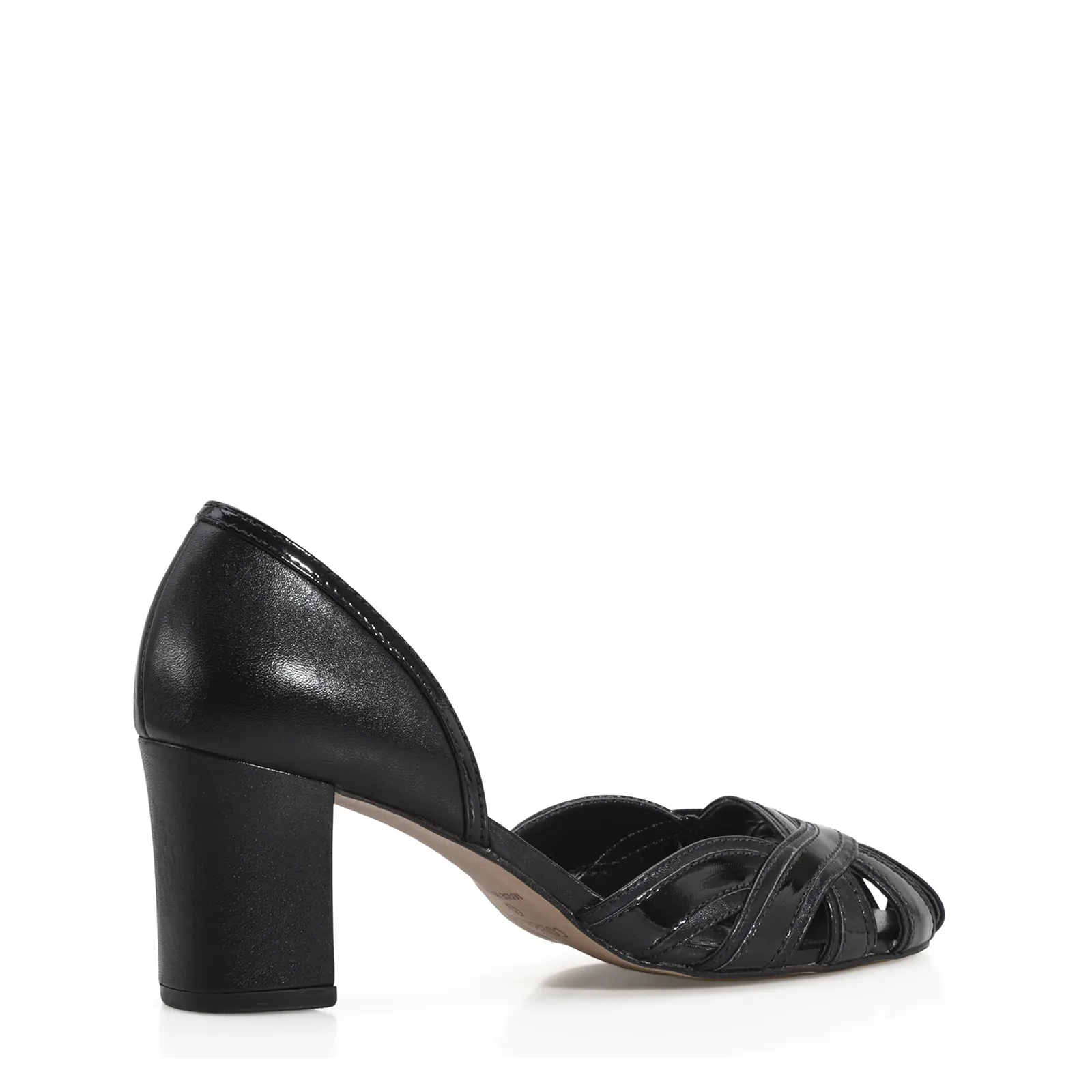 Scarpin Couro Preto/Verniz Preto