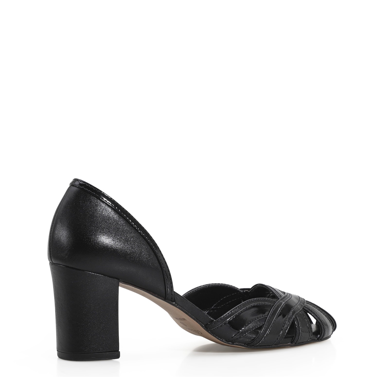 Scarpin Couro Preto/Verniz Preto