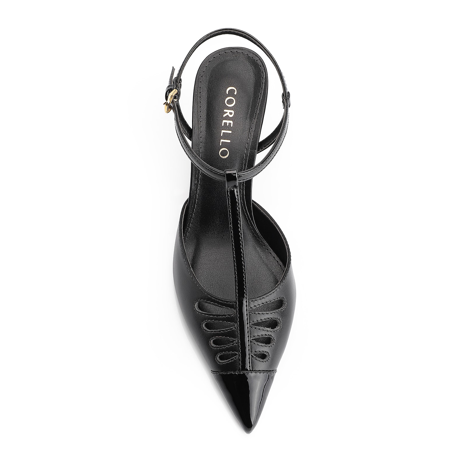 Scarpin Couro Preto/Verniz Preto