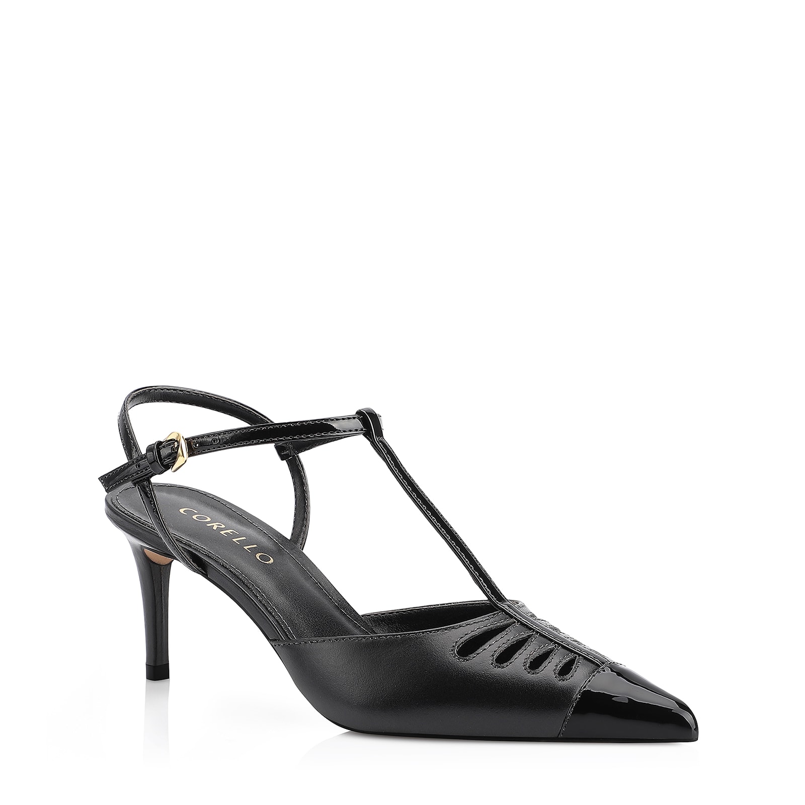 Scarpin Couro Preto/Verniz Preto