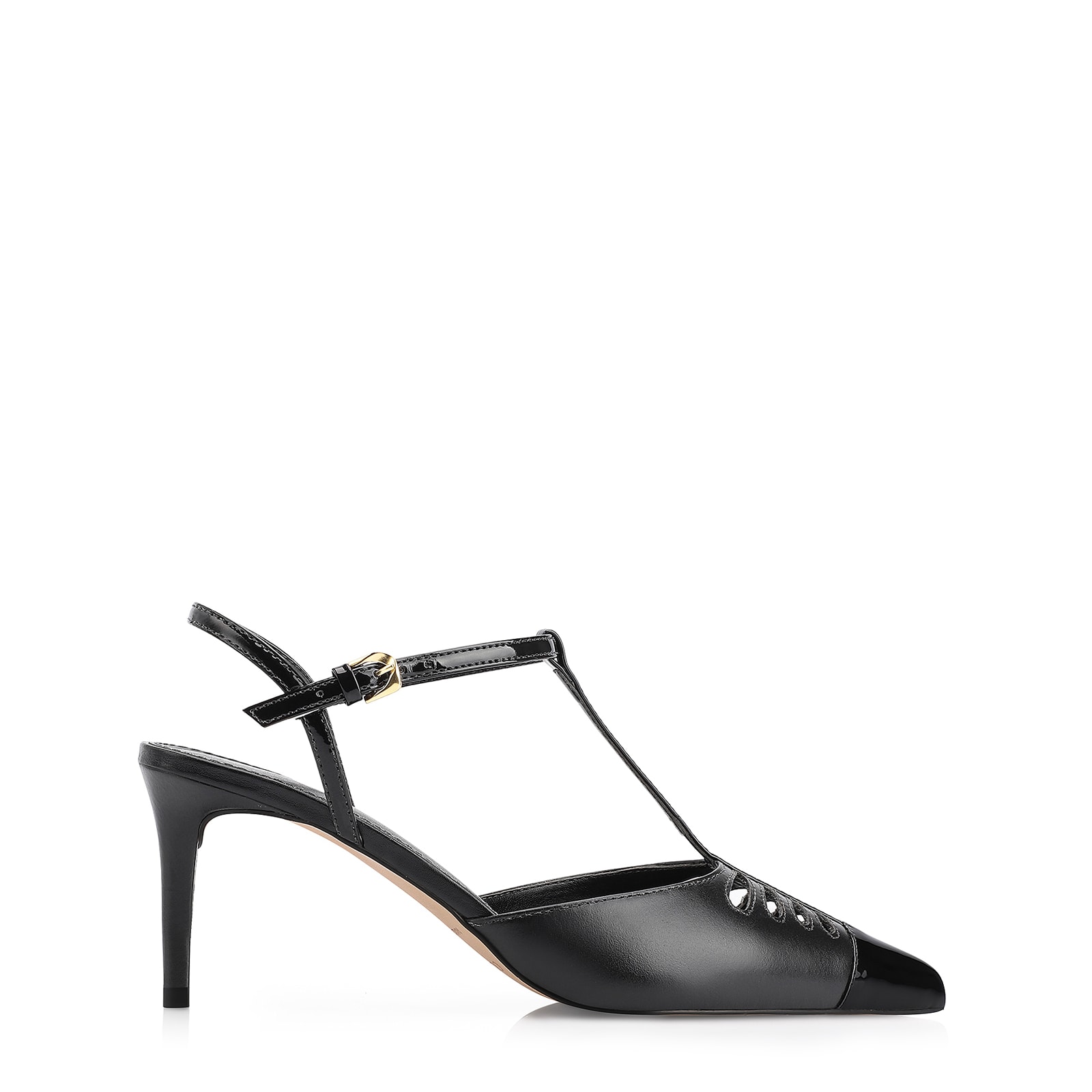 Scarpin Couro Preto/Verniz Preto