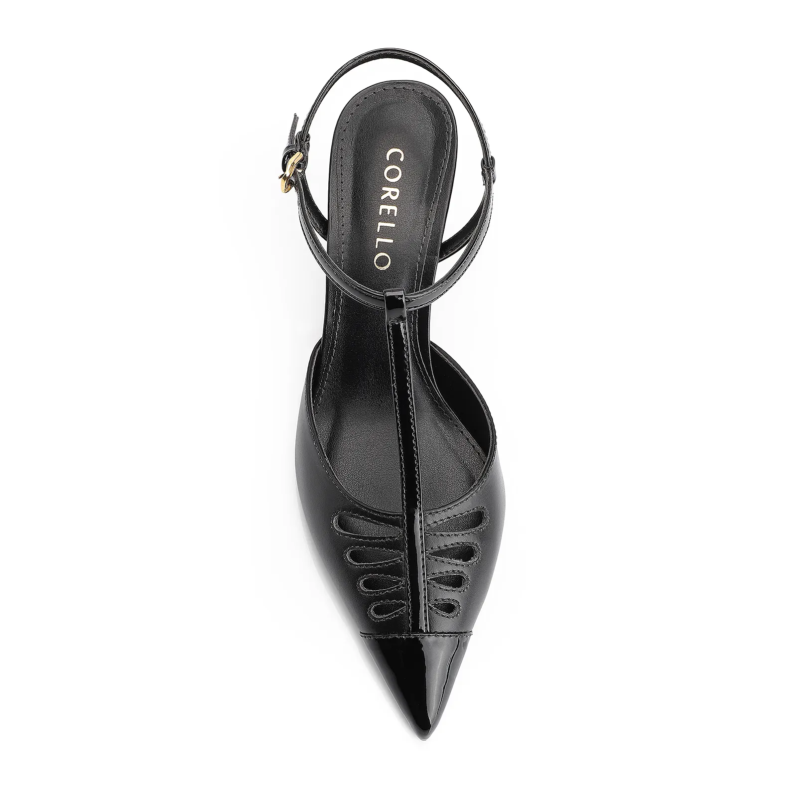 Scarpin Couro Preto/Verniz Preto