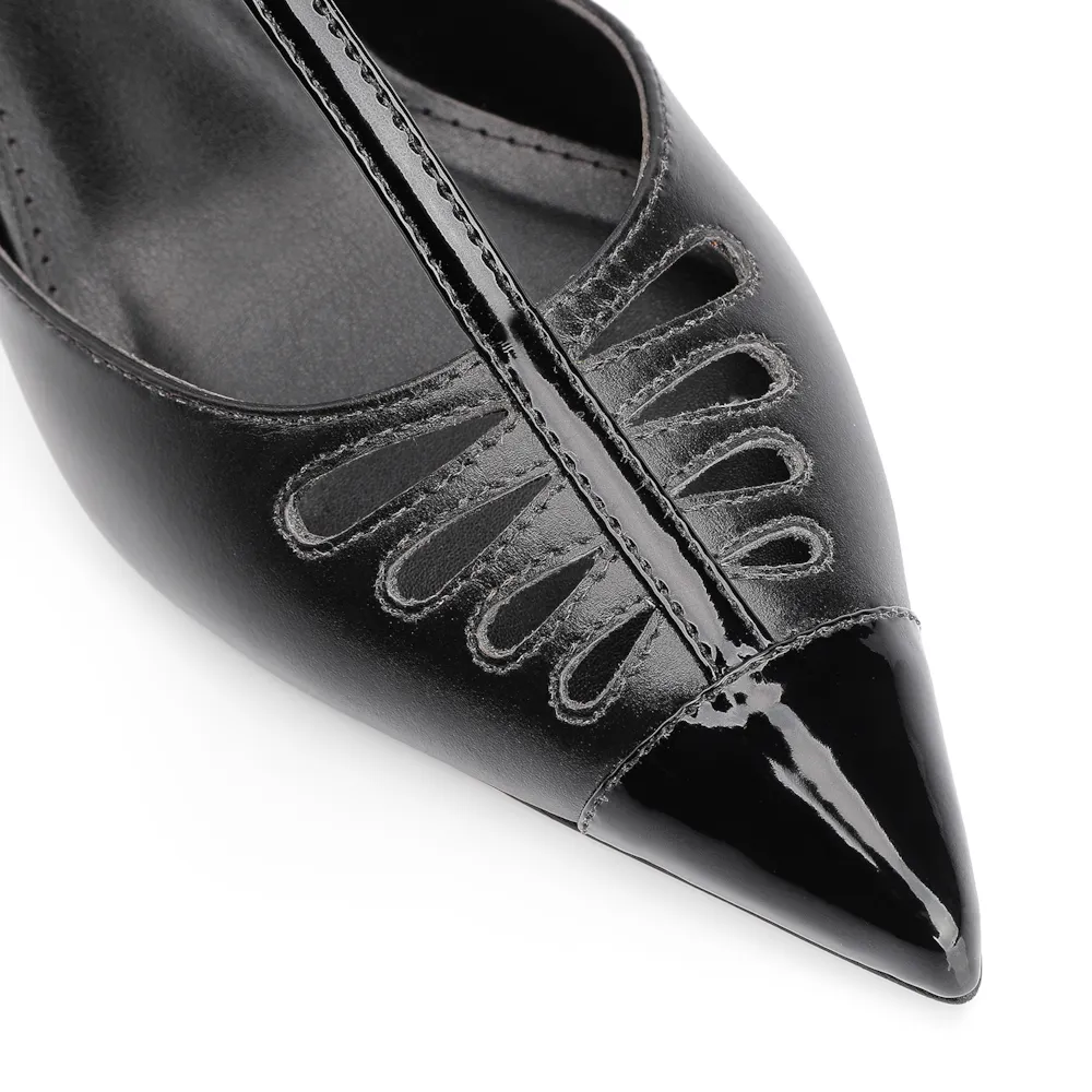 Scarpin Couro Preto/Verniz Preto - imagem 6
