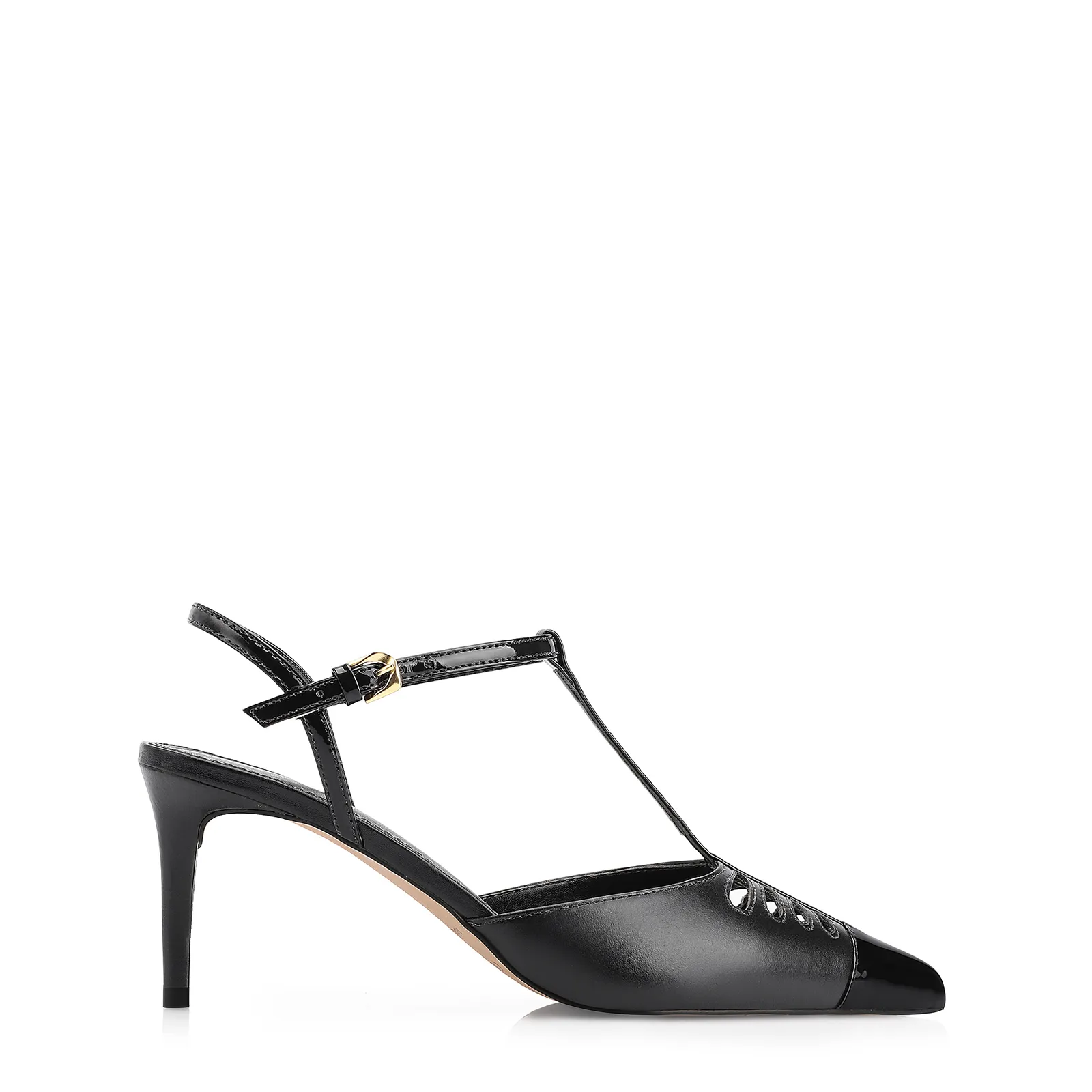 Scarpin Couro Preto/Verniz Preto