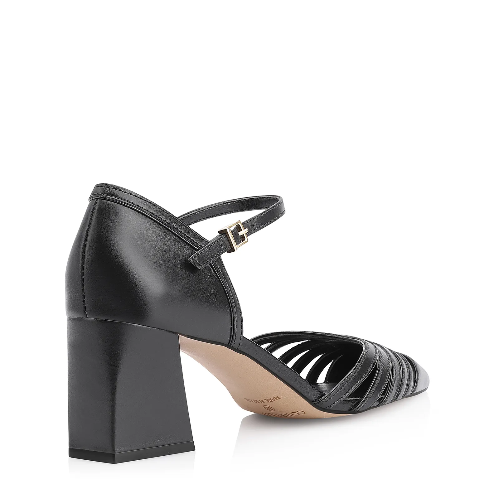 Scarpin Couro Preto/Verniz Preto