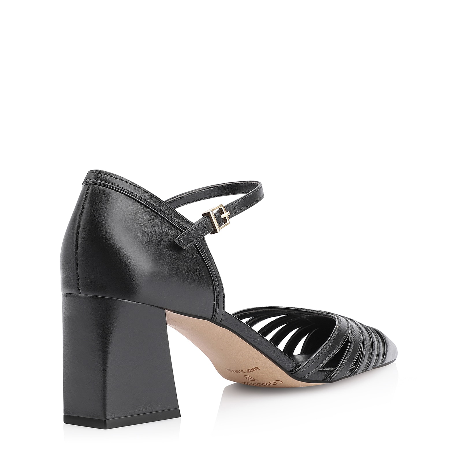 Scarpin Couro Preto/Verniz Preto