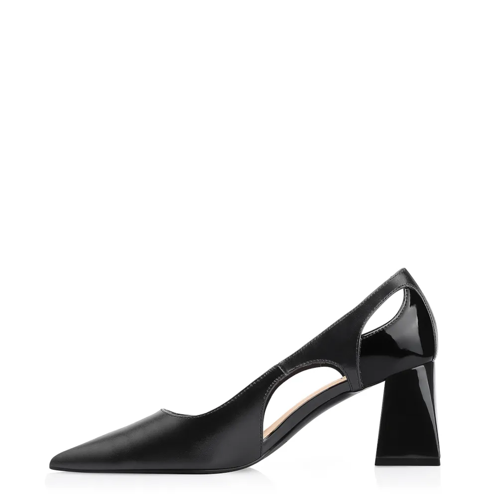 Scarpin Couro Preto/Verniz Preto - imagem 4