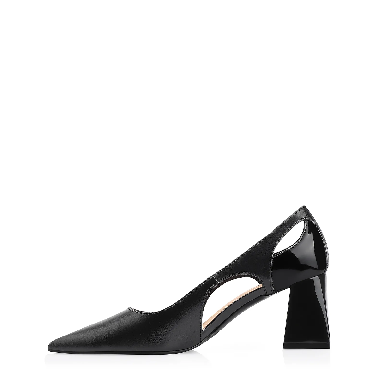 Scarpin Couro Preto/Verniz Preto