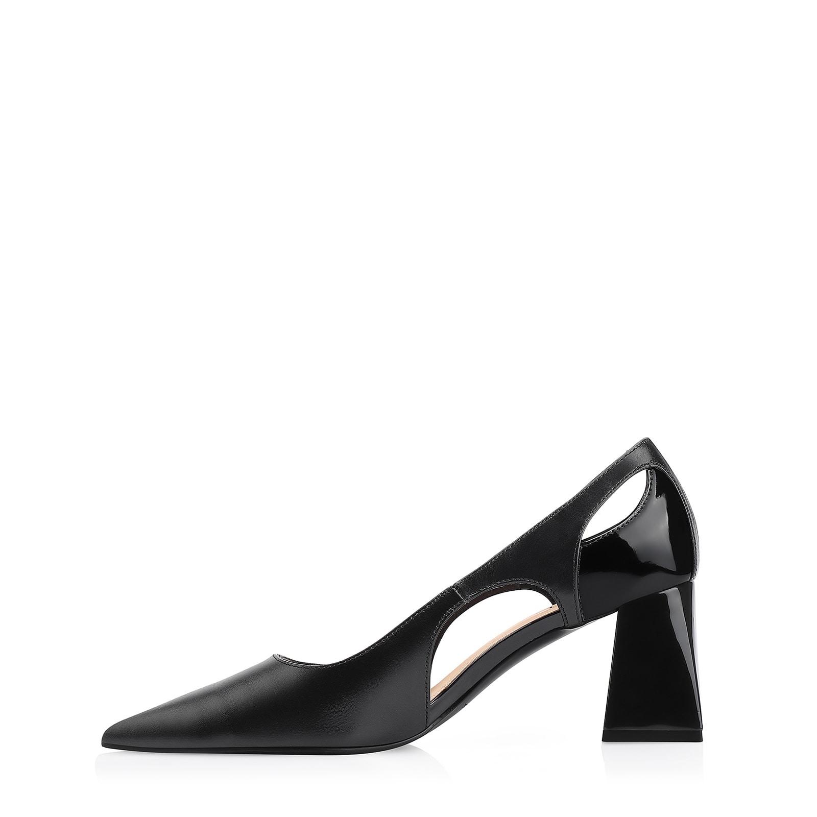 Scarpin Couro Preto/Verniz Preto