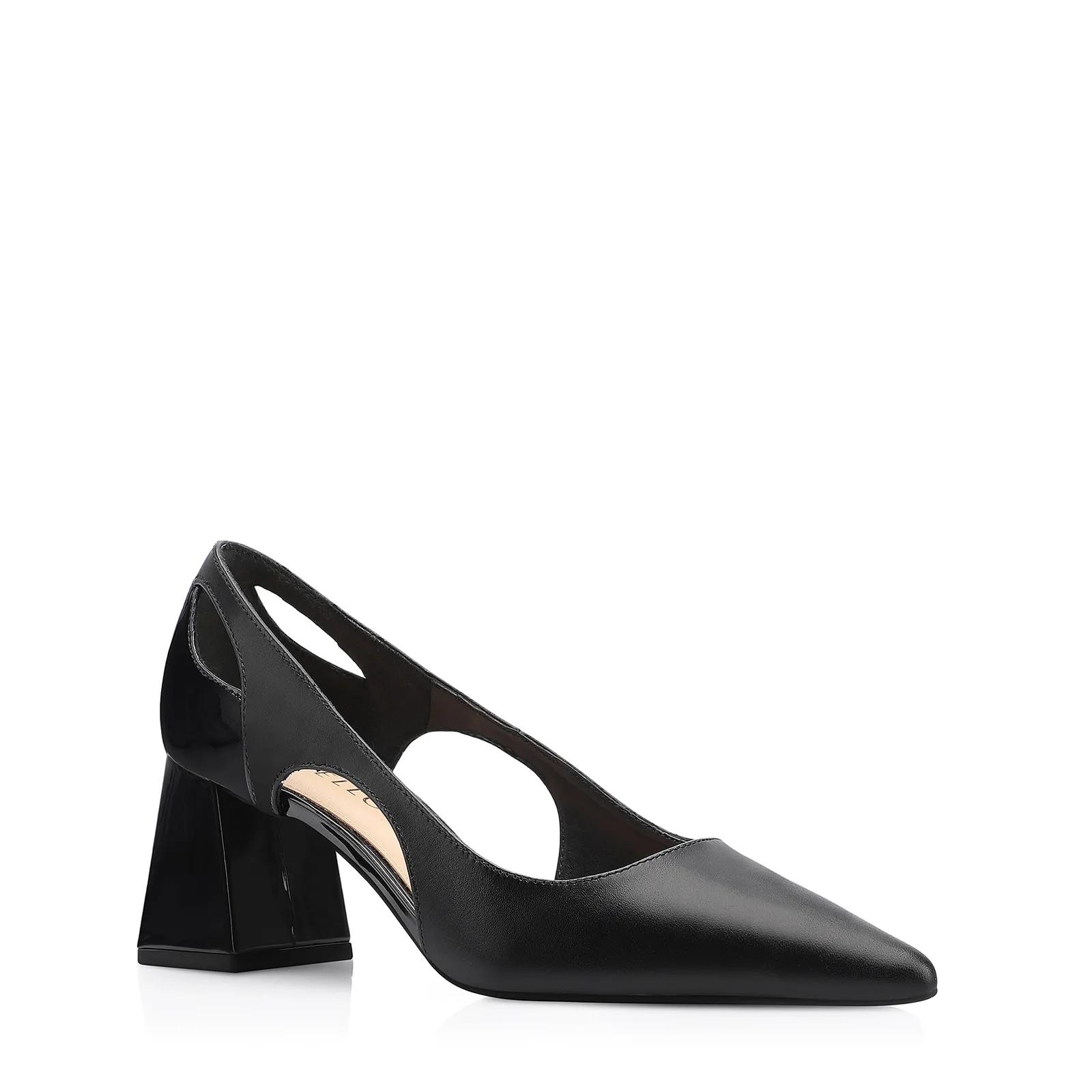 Scarpin Couro Preto/Verniz Preto