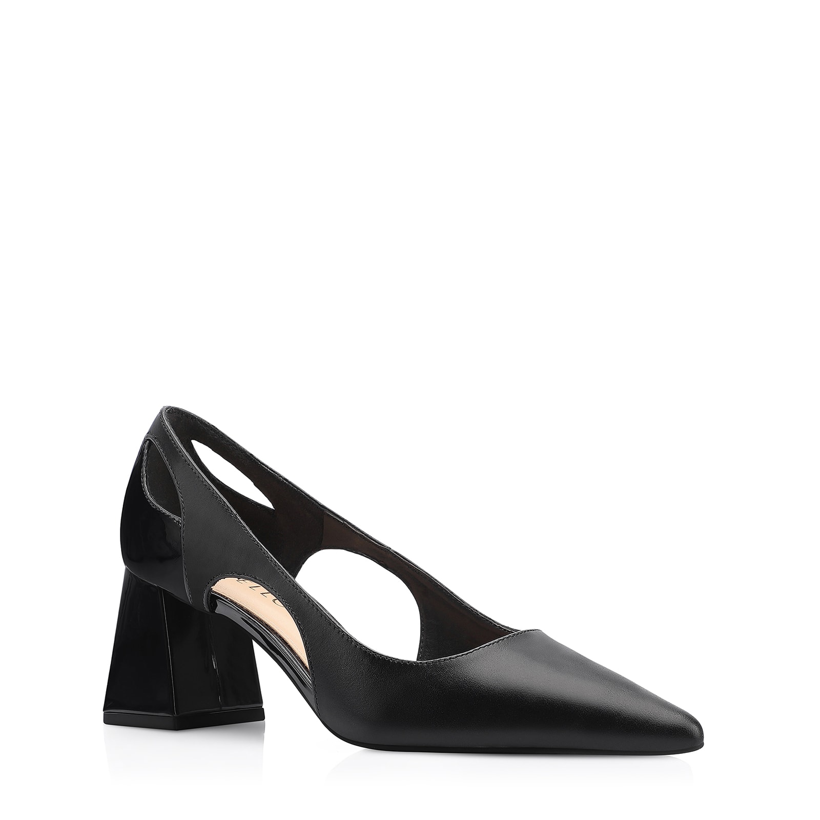 Scarpin Couro Preto/Verniz Preto