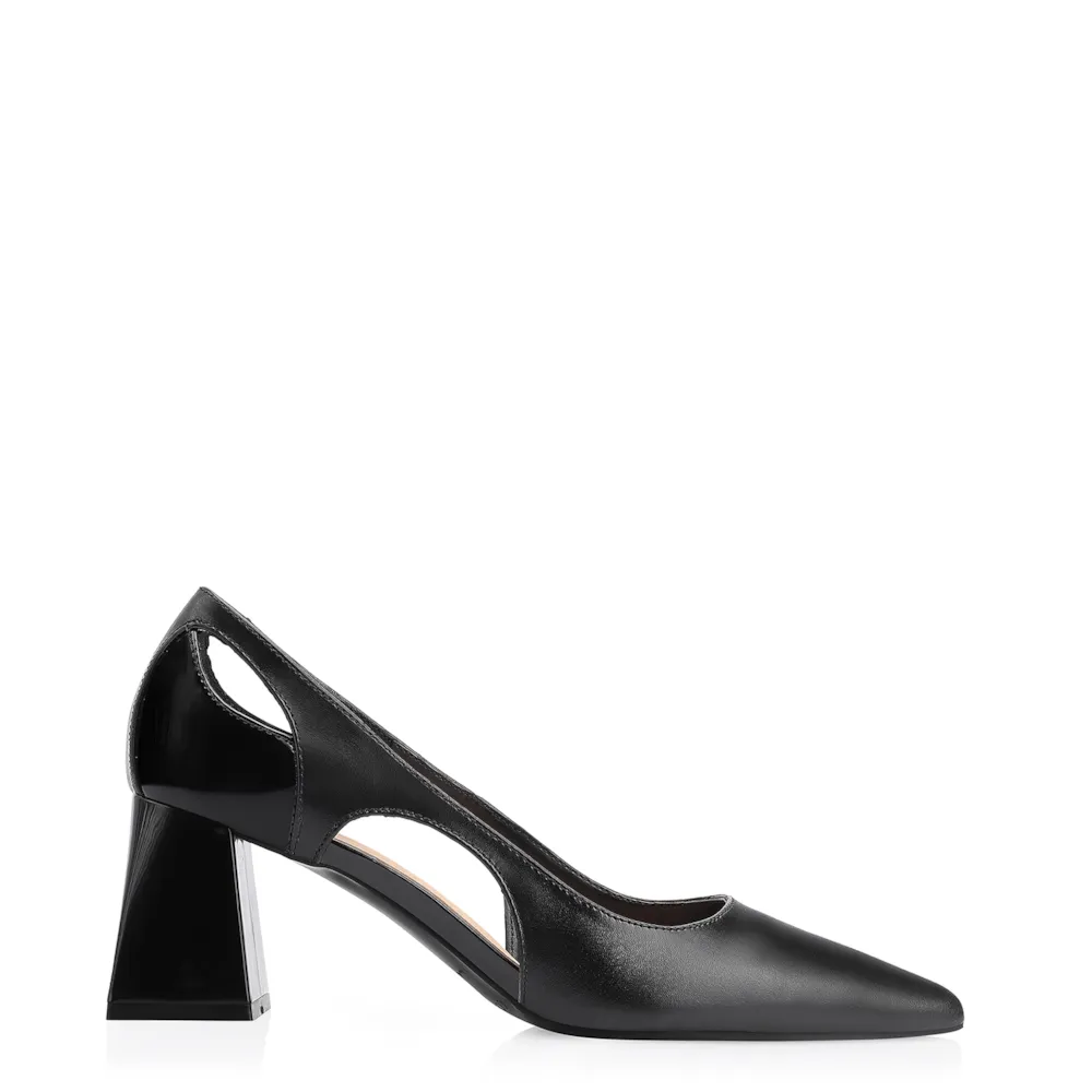 Scarpin Couro Preto/Verniz Preto - imagem 2