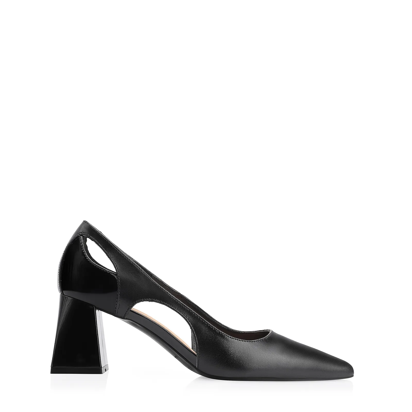 Scarpin Couro Preto/Verniz Preto