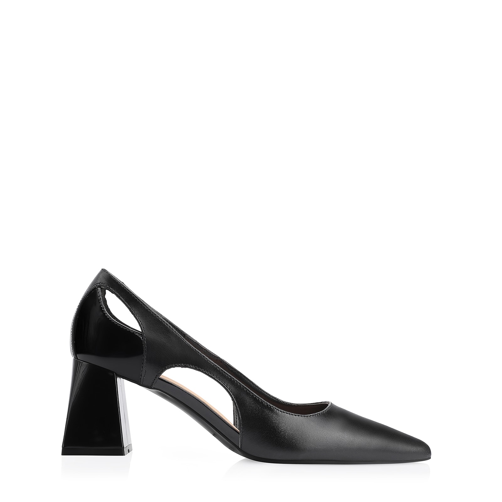 Scarpin Couro Preto/Verniz Preto