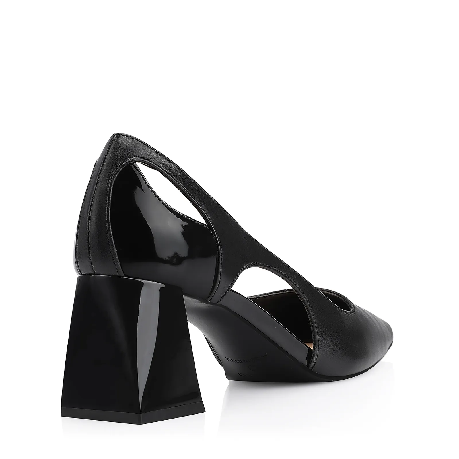 Scarpin Couro Preto/Verniz Preto