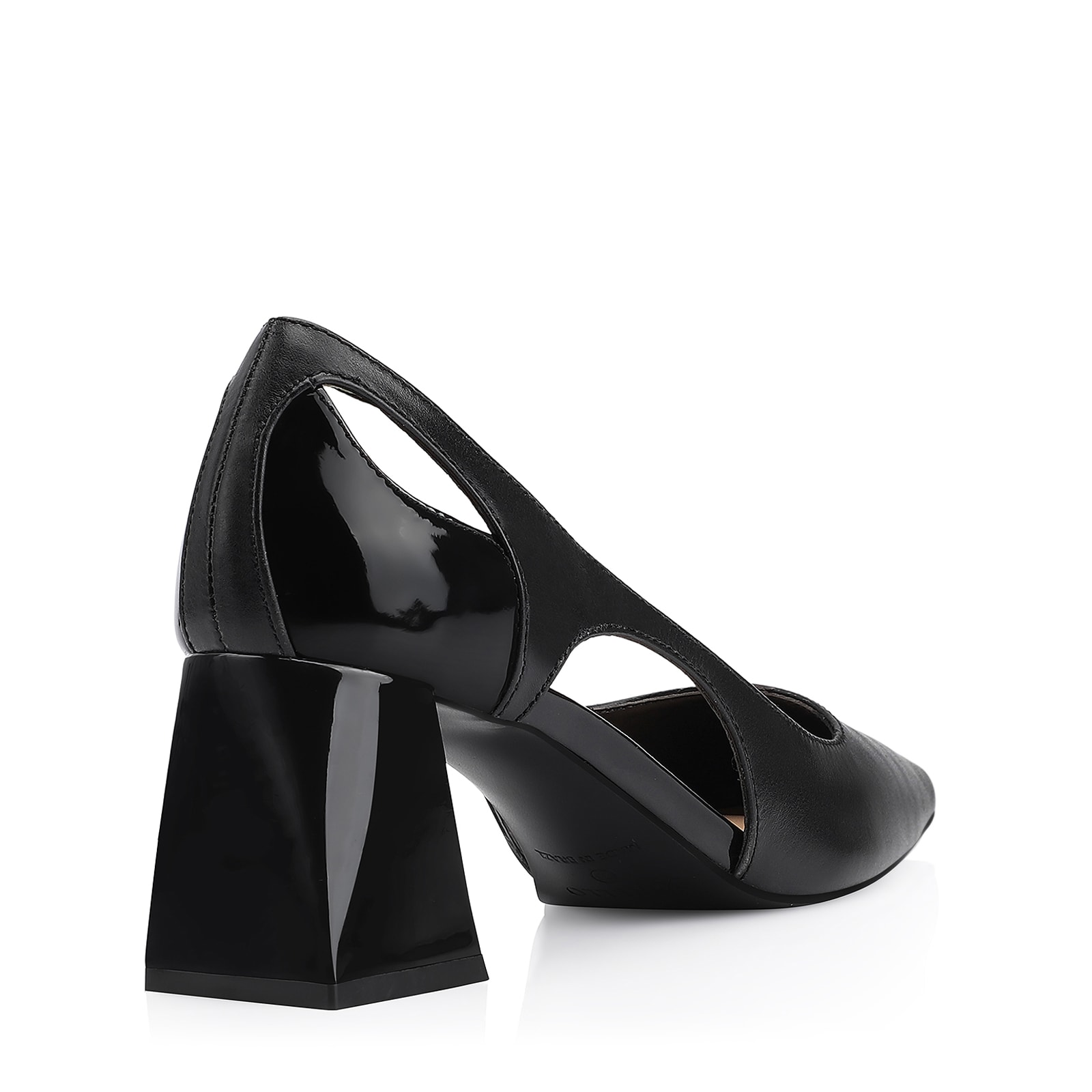 Scarpin Couro Preto/Verniz Preto
