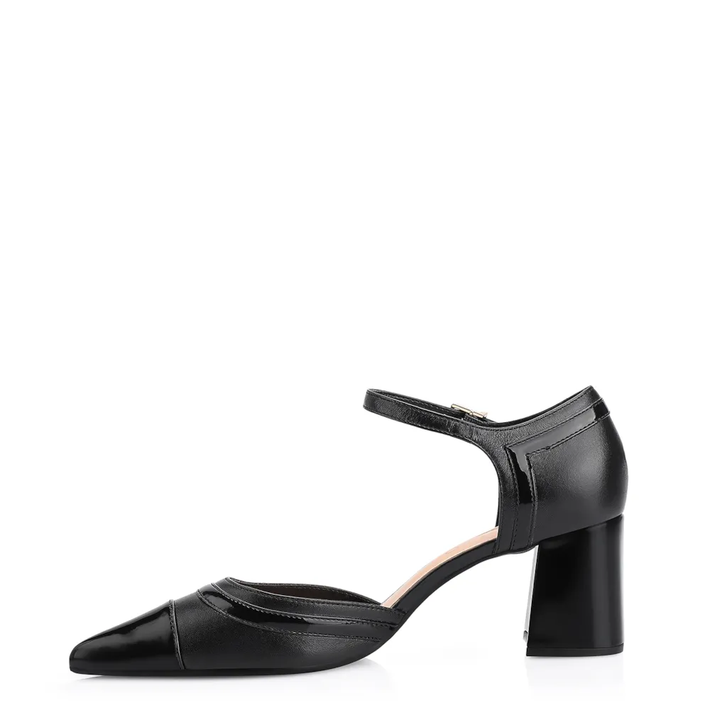 Scarpin Couro Preto/Verniz Preto - imagem 4