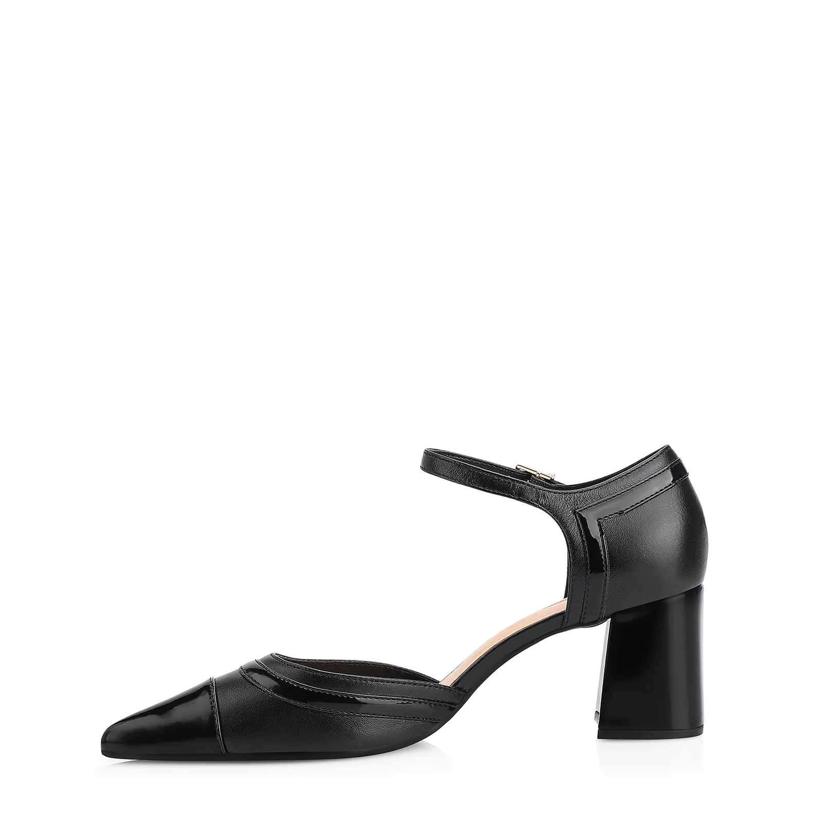 Scarpin Couro Preto/Verniz Preto