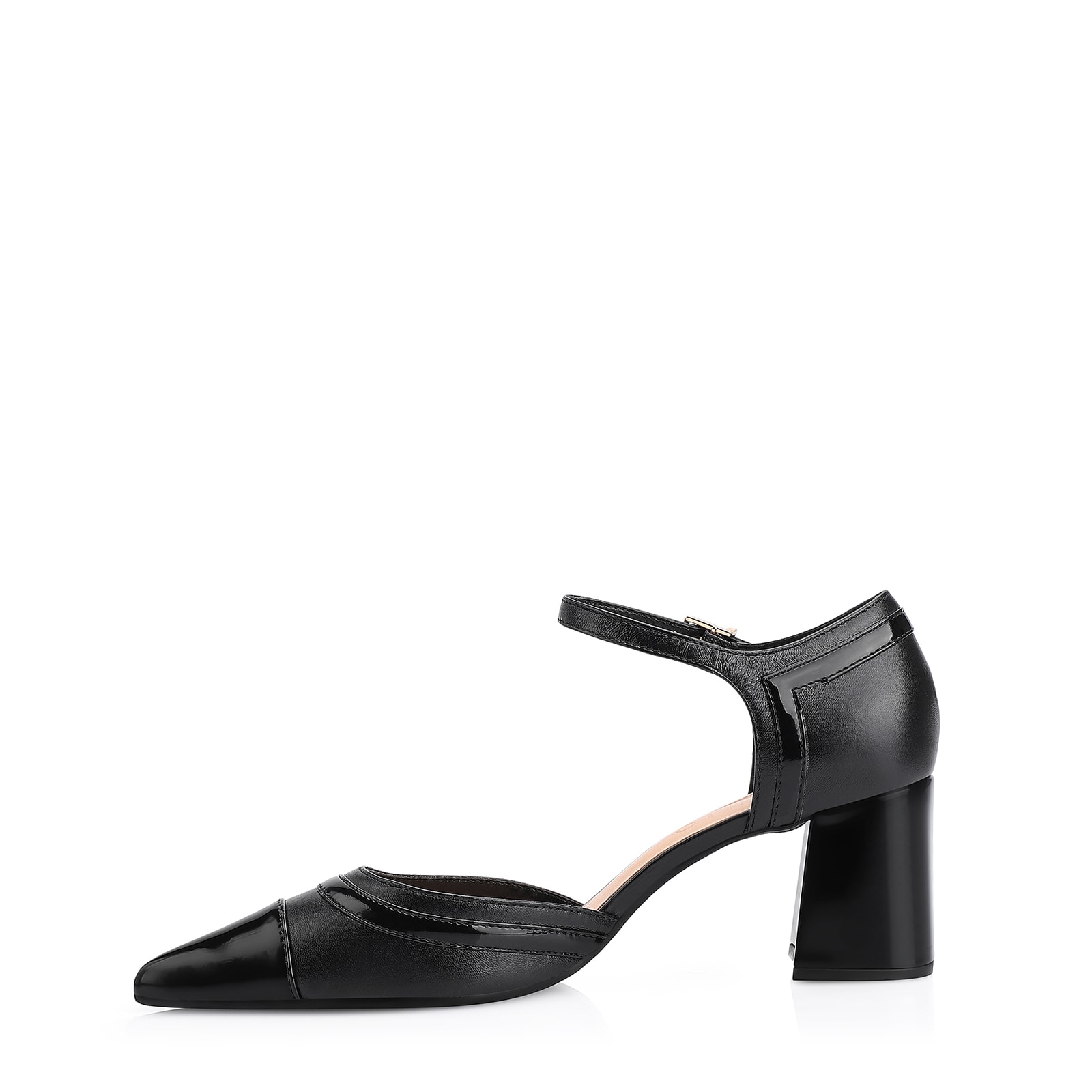 Scarpin Couro Preto/Verniz Preto