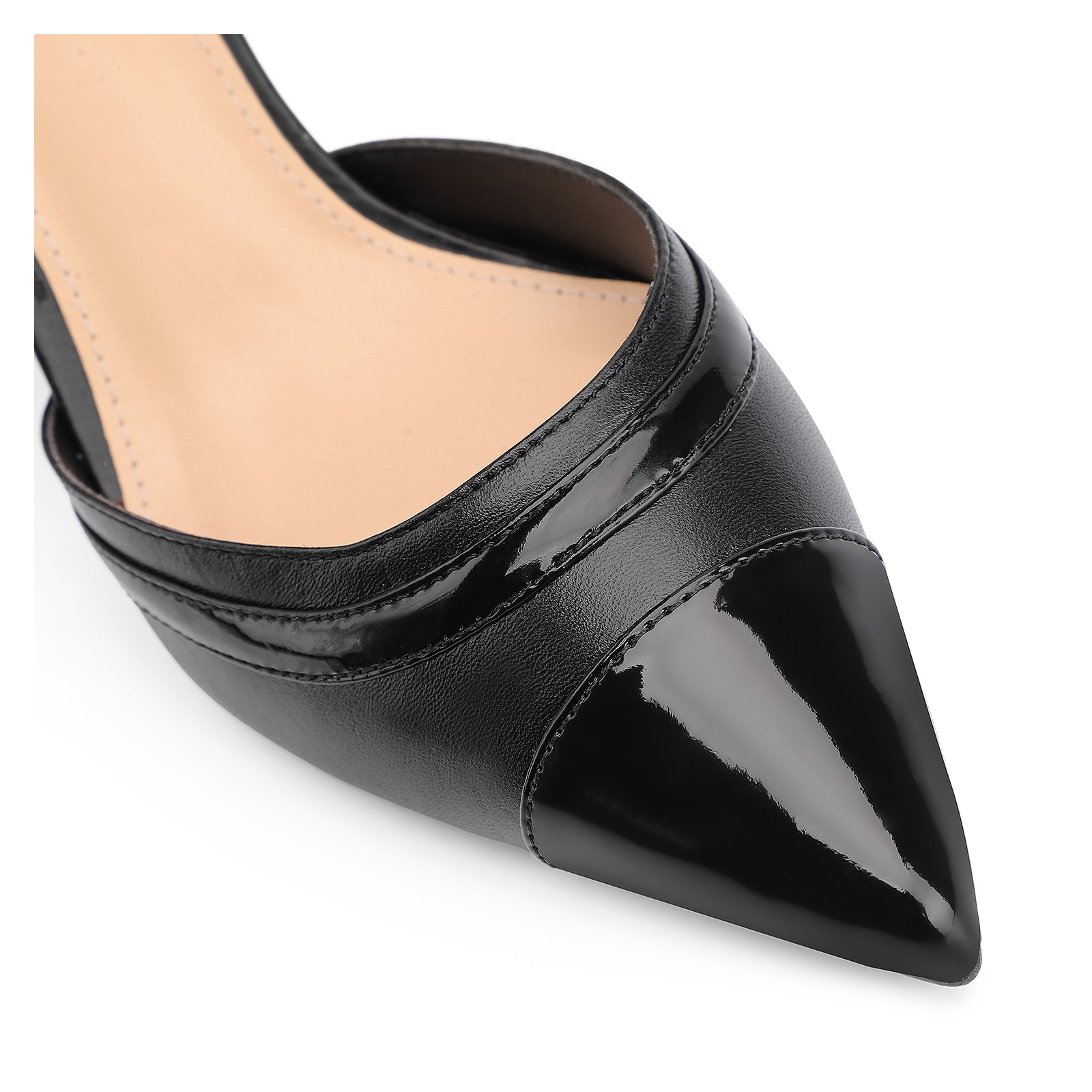 Scarpin Couro Preto/Verniz Preto