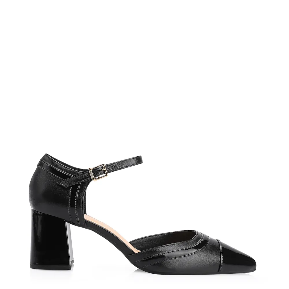 Scarpin Couro Preto/Verniz Preto - imagem 2