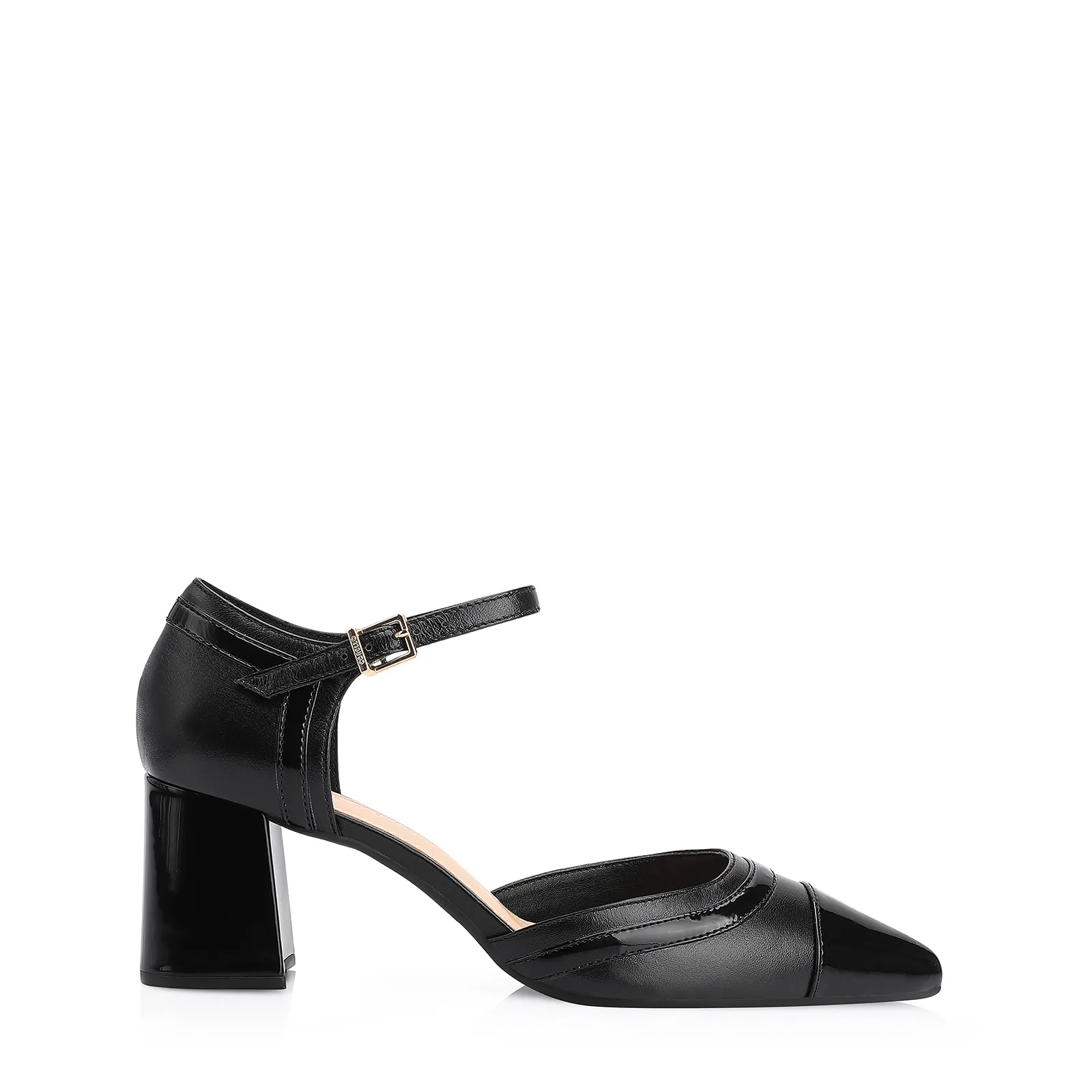 Scarpin Couro Preto/Verniz Preto