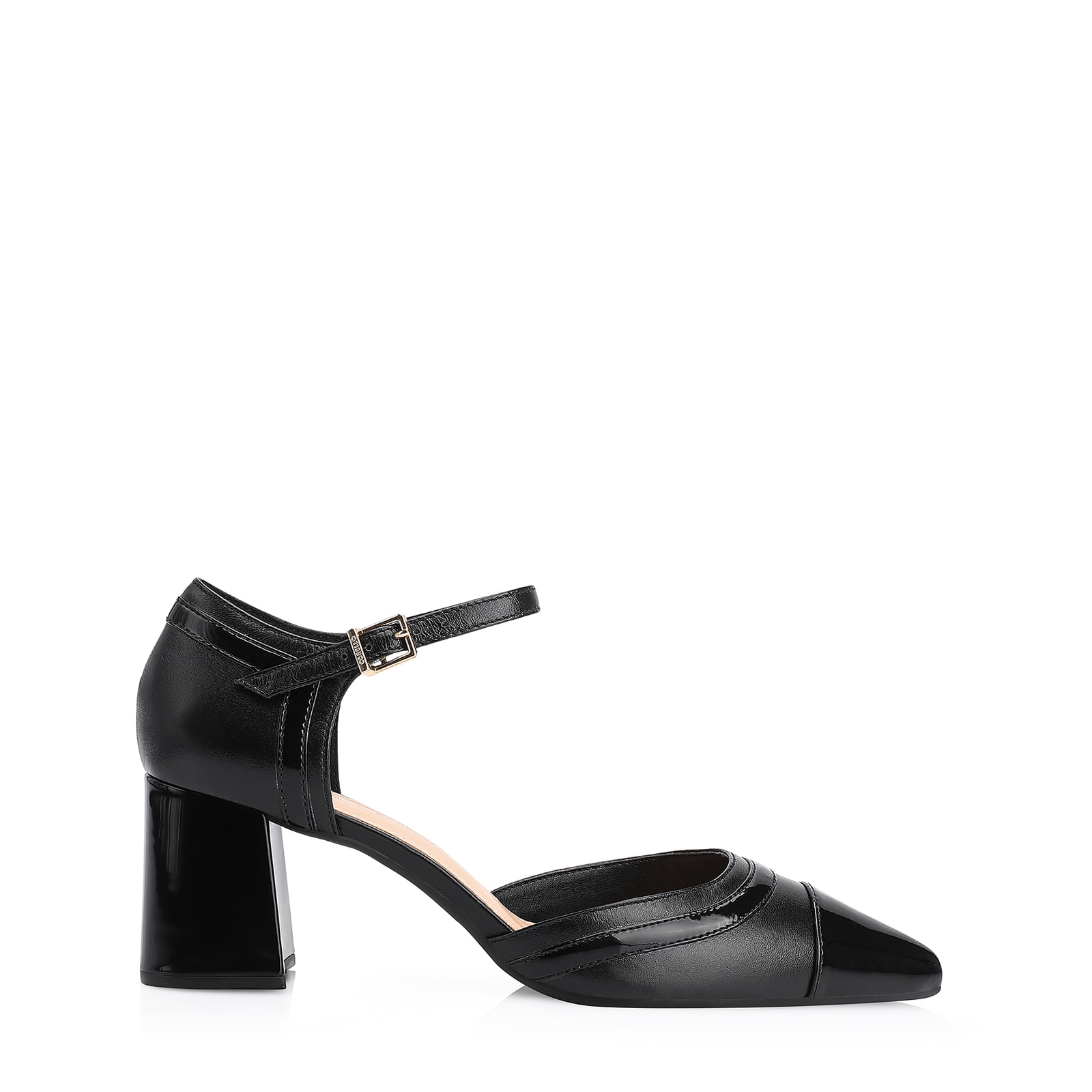 Scarpin Couro Preto/Verniz Preto