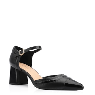 Couro Preto/Verniz Preto