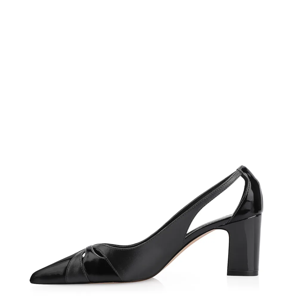 Scarpin Couro Preto/Verniz Preto - imagem 4