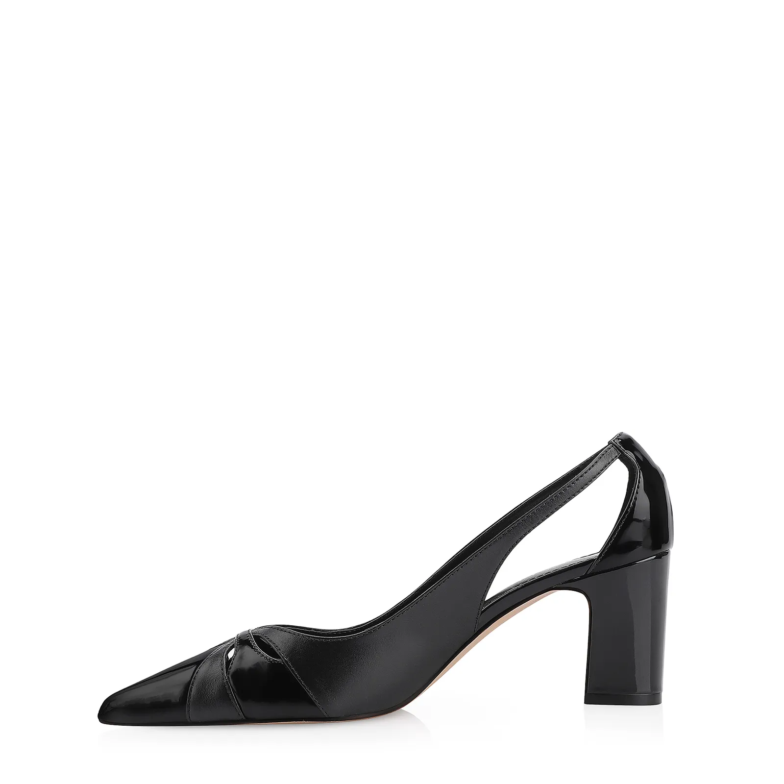 Scarpin Couro Preto/Verniz Preto