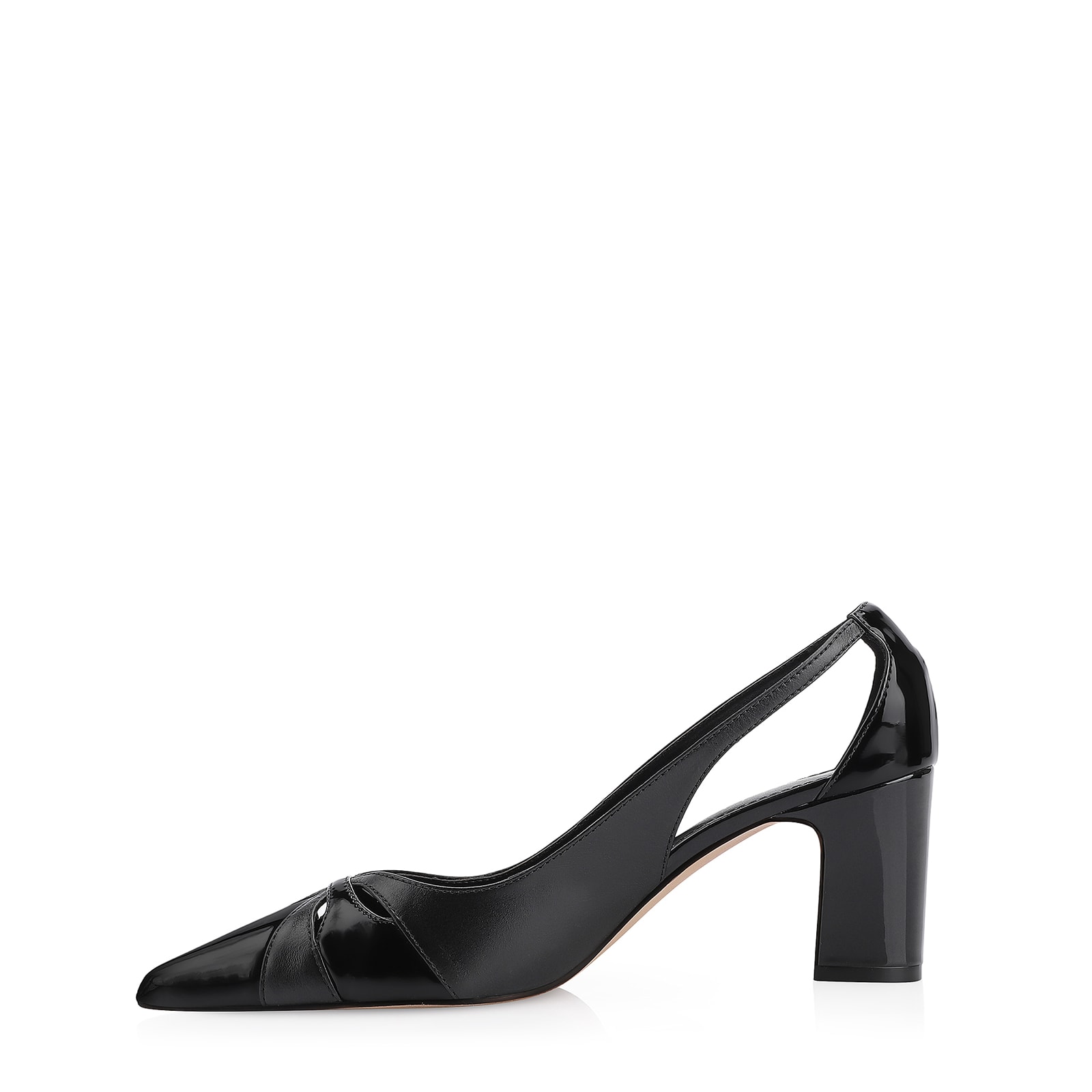 Scarpin Couro Preto/Verniz Preto