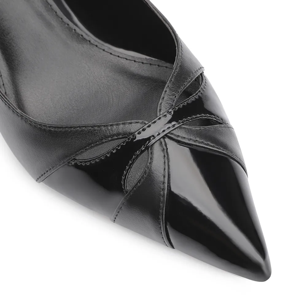 Scarpin Couro Preto/Verniz Preto - imagem 6