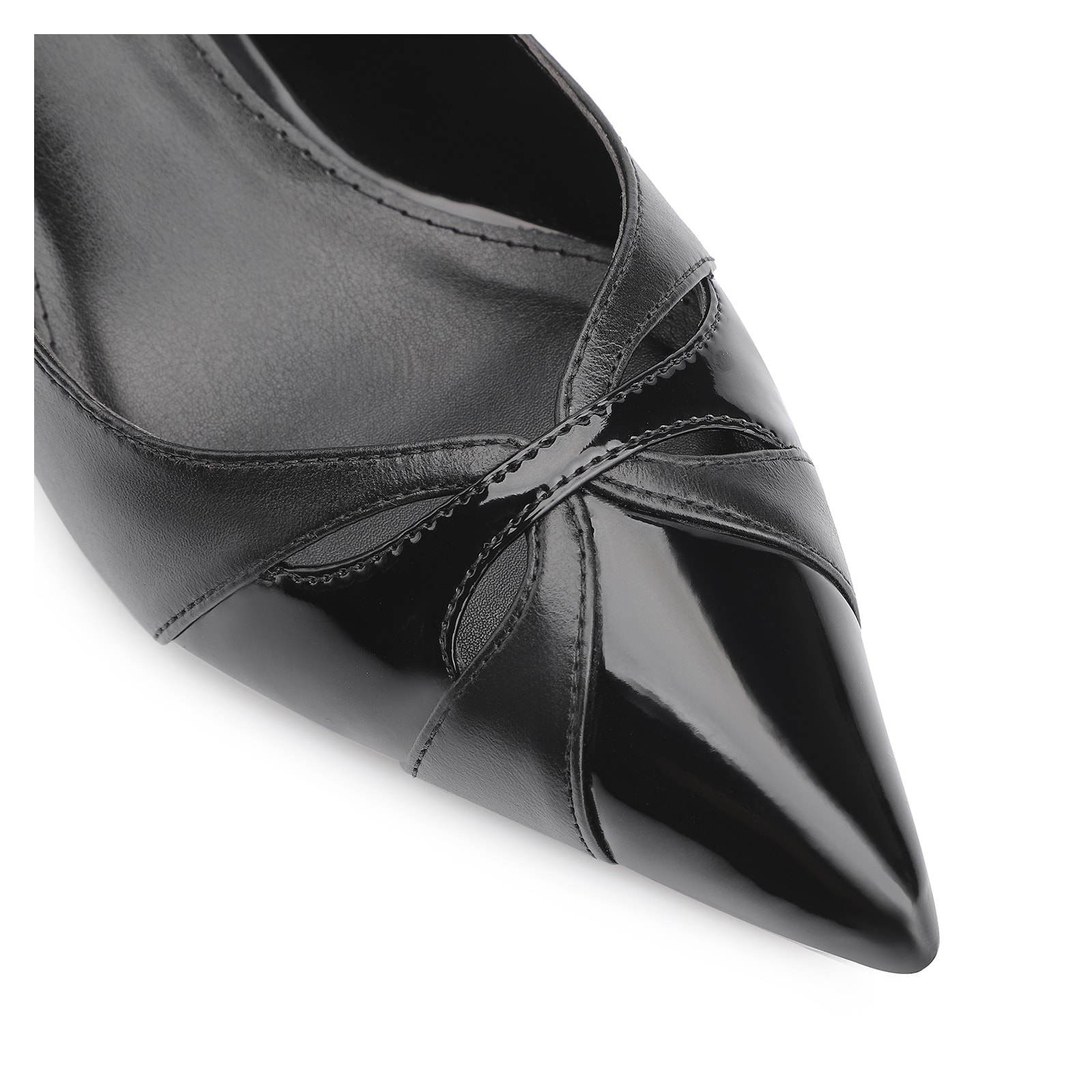 Scarpin Couro Preto/Verniz Preto