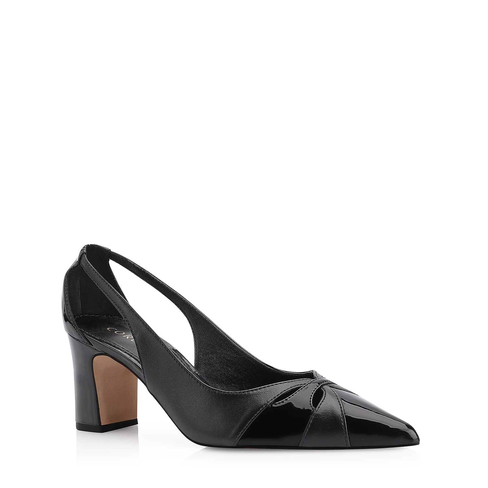 Scarpin Couro Preto/Verniz Preto