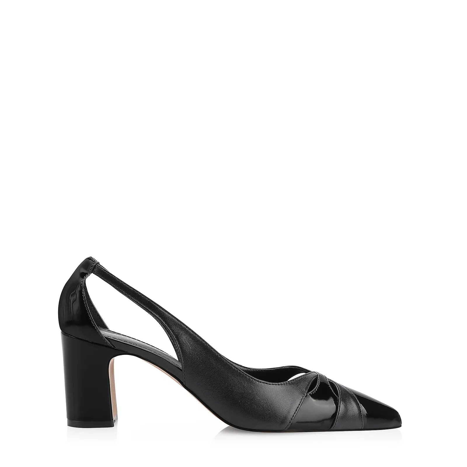 Scarpin Couro Preto/Verniz Preto