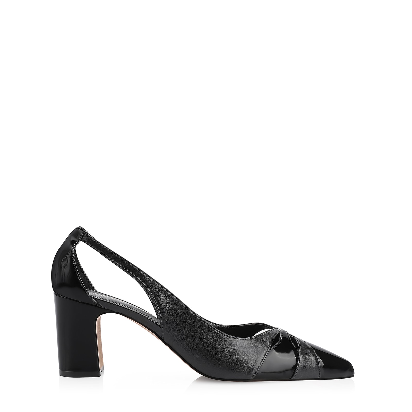 Scarpin Couro Preto/Verniz Preto