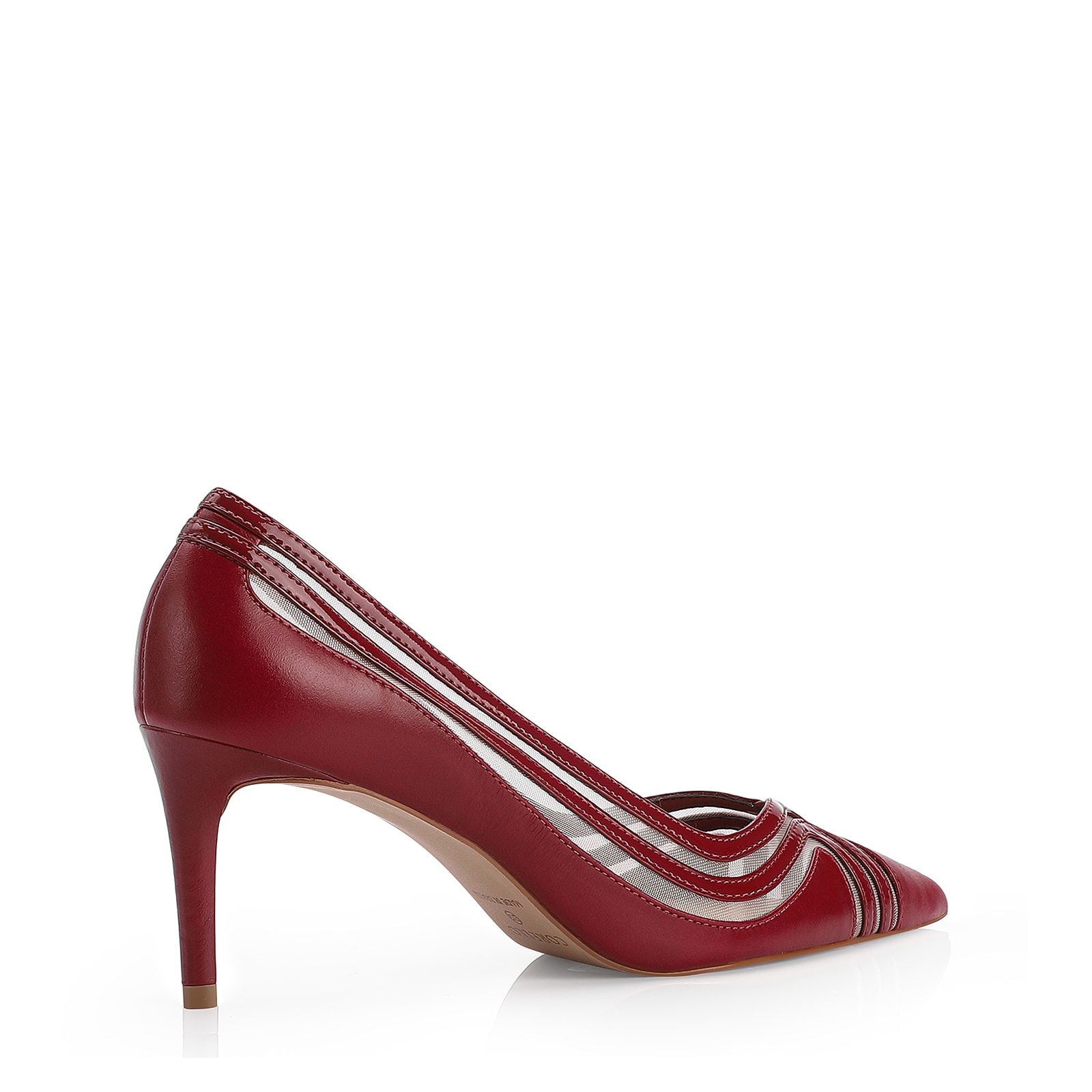Scarpin Couro/Tela/Verniz Vermelho Cereja